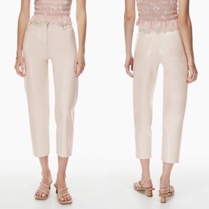 ARITZIA Wilfred The Melina Cropped Pant Vin Gris Faux Vegan Leather Pastel Pink